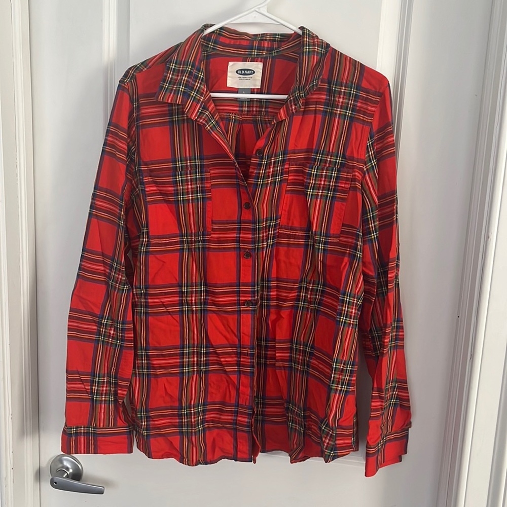 Old Navy plaid cotton flannel button down